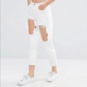 Missguided Riot Open Thigh Slim Leg Jeans White  Sz 6